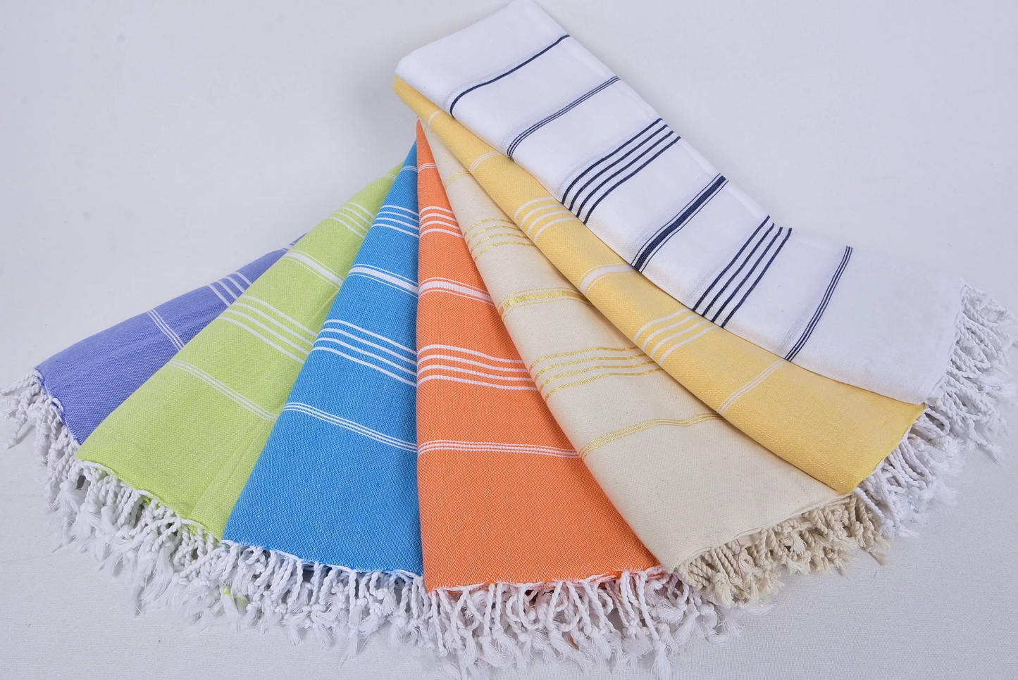 Winter Blanket Turkish Cotton Beige Striped, 63x87 Inches