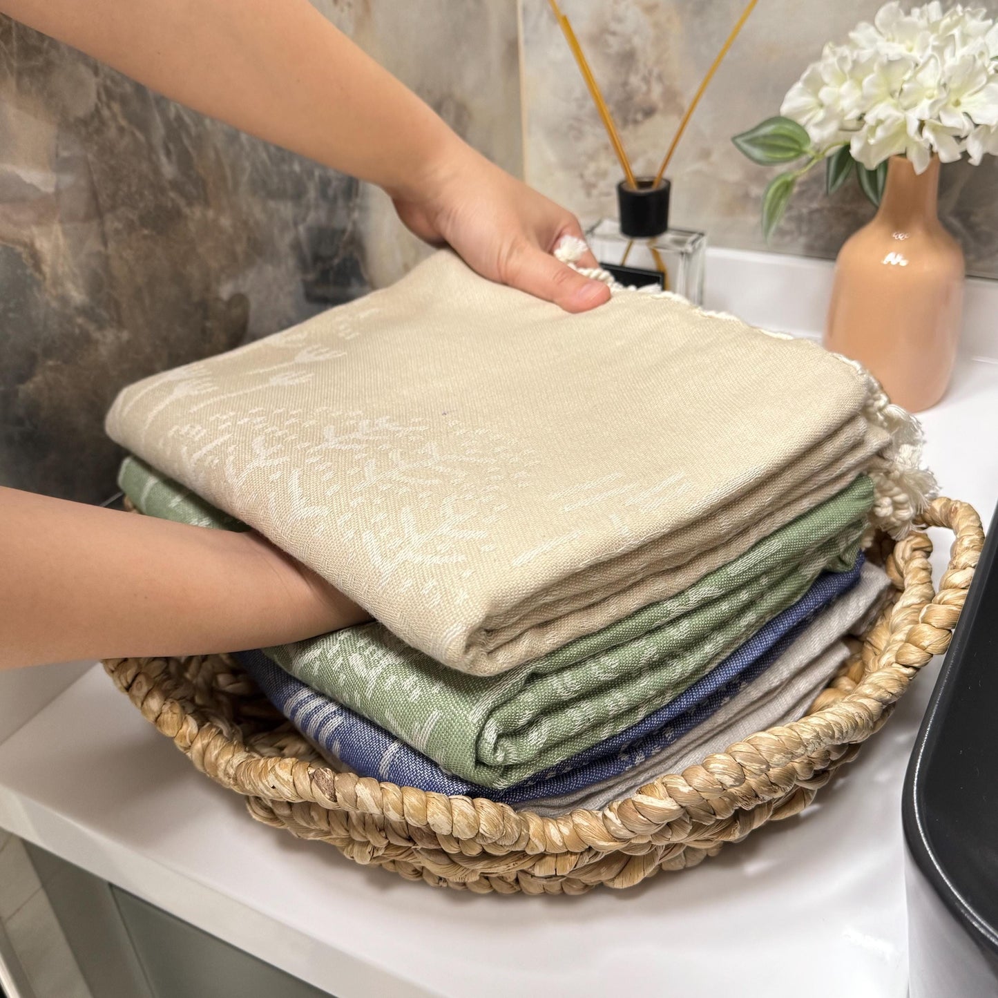 Personalized Turkish Beach Towel: Custom Embroidered Cotton Peshtemal