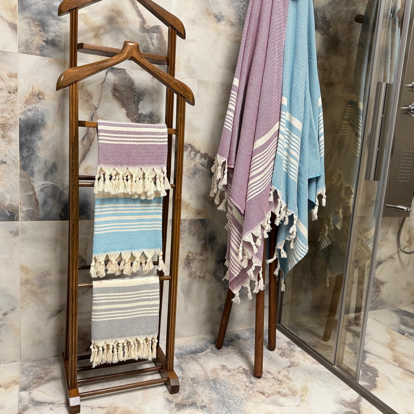 Handwoven Turkish Cotton Peshtemal Towel, Personalized Embroidery