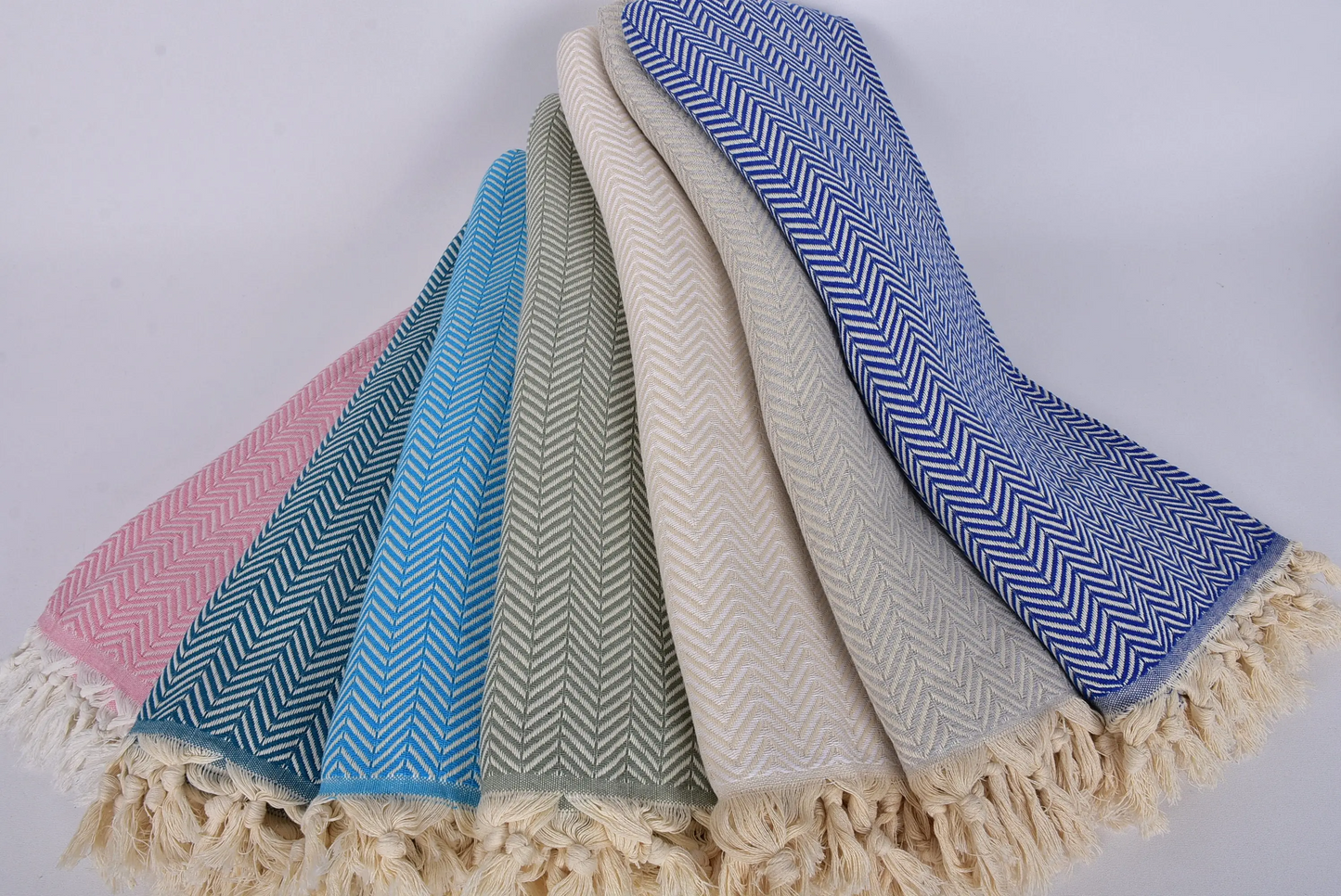 Throw Blanket Turkish Cotton Beige, 75x91 Inches