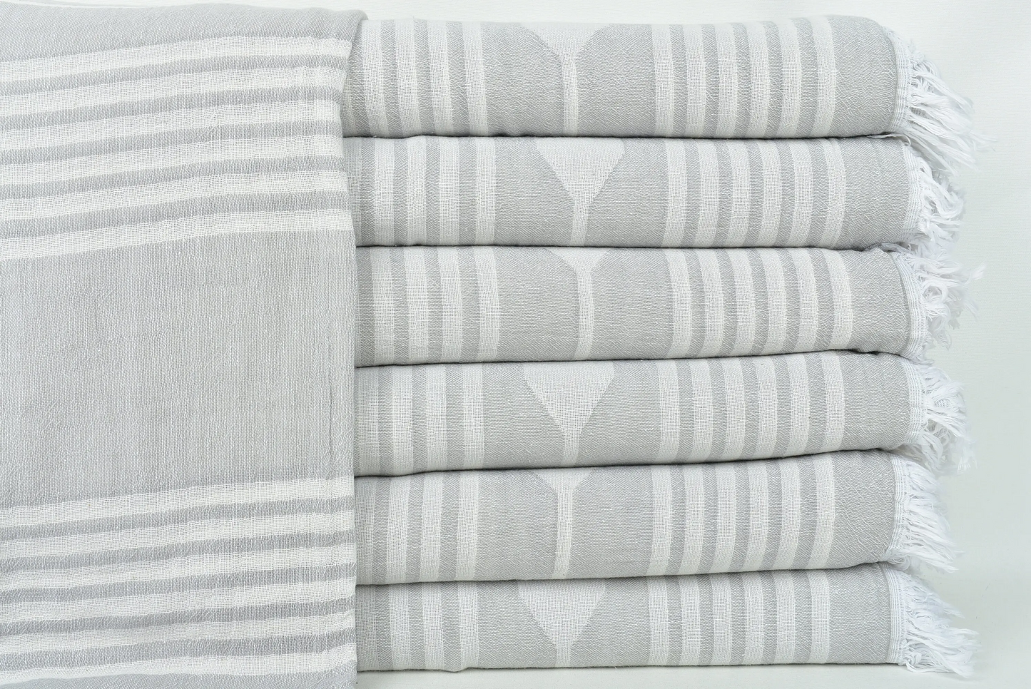 Handwoven Gray Patterned Blanket, Turkish Bedspread, 60x83 Inches