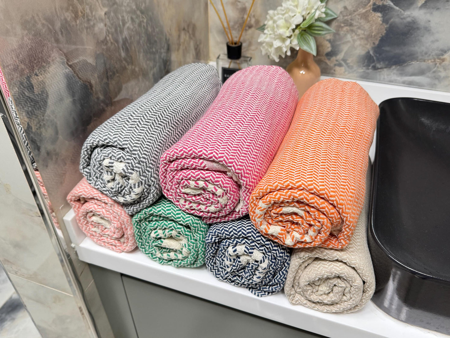 Personalized Turkish Peshtemal Towel: Handwoven Cotton, Beach or Kitchen