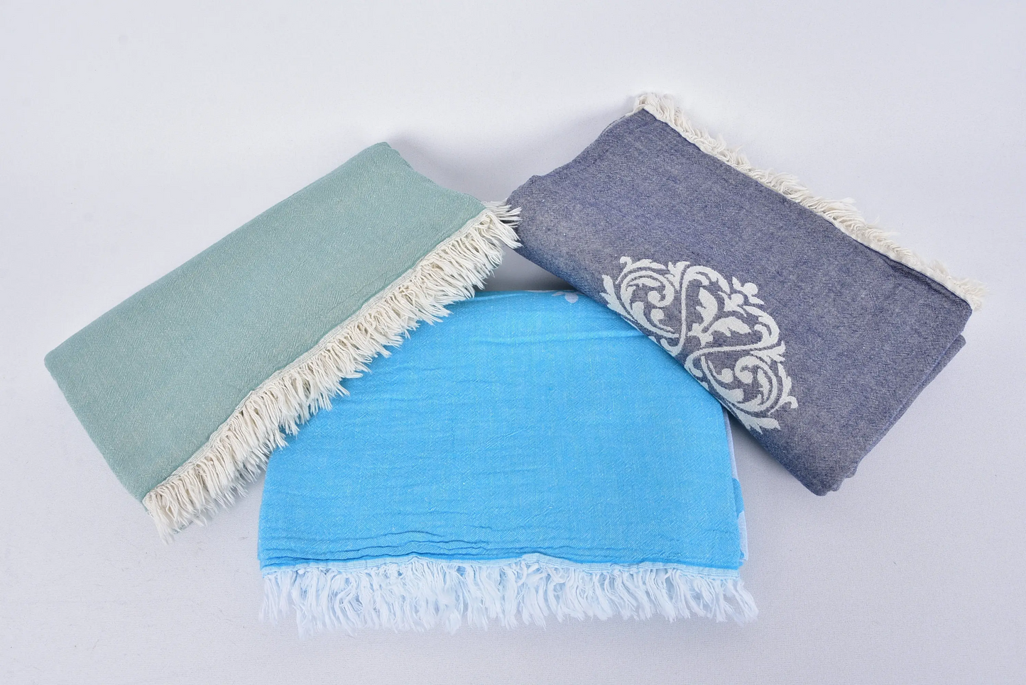 Turkish Blanket Large Towel Beige Cotton, 63x87 Inches