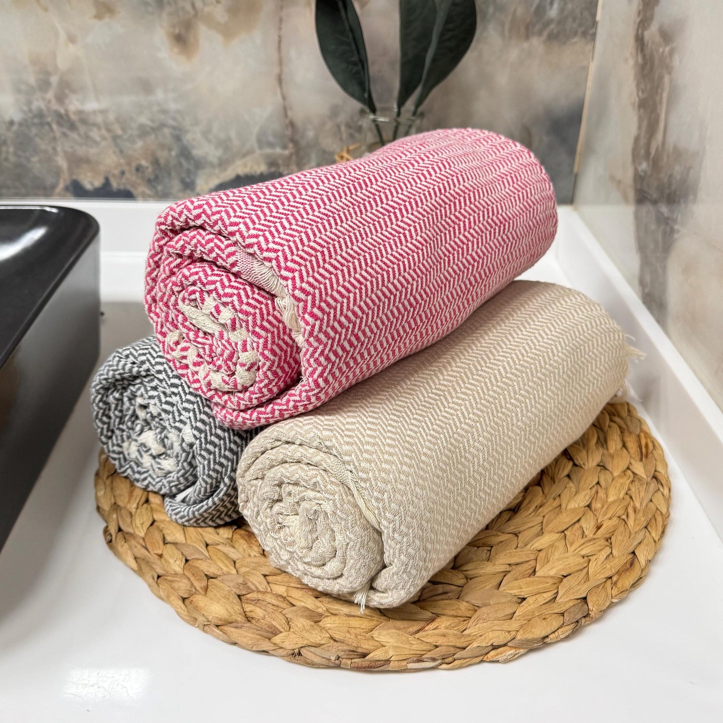 Personalized Turkish Peshtemal Towel: Handwoven Cotton, Beach or Kitchen