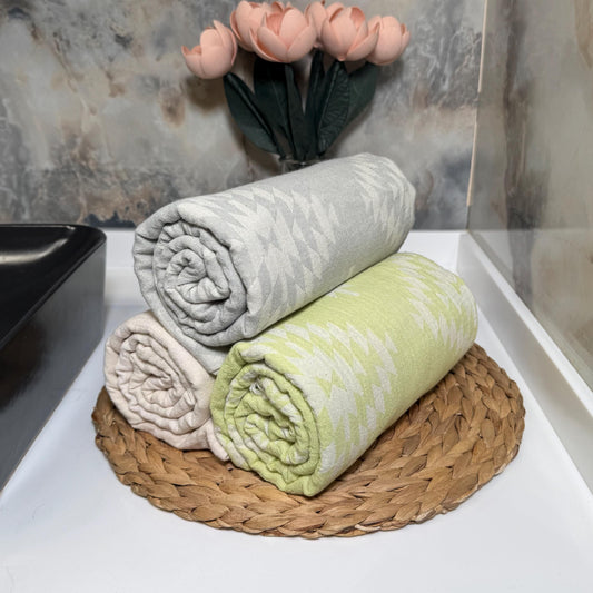 Handwoven Turkish Cotton Towel: Ethnic Pattern, Custom Embroidery