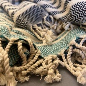 Handwoven Turkish Cotton Towel Hand Size and Beach/Bath Size: Personalized Embroidery Gift.