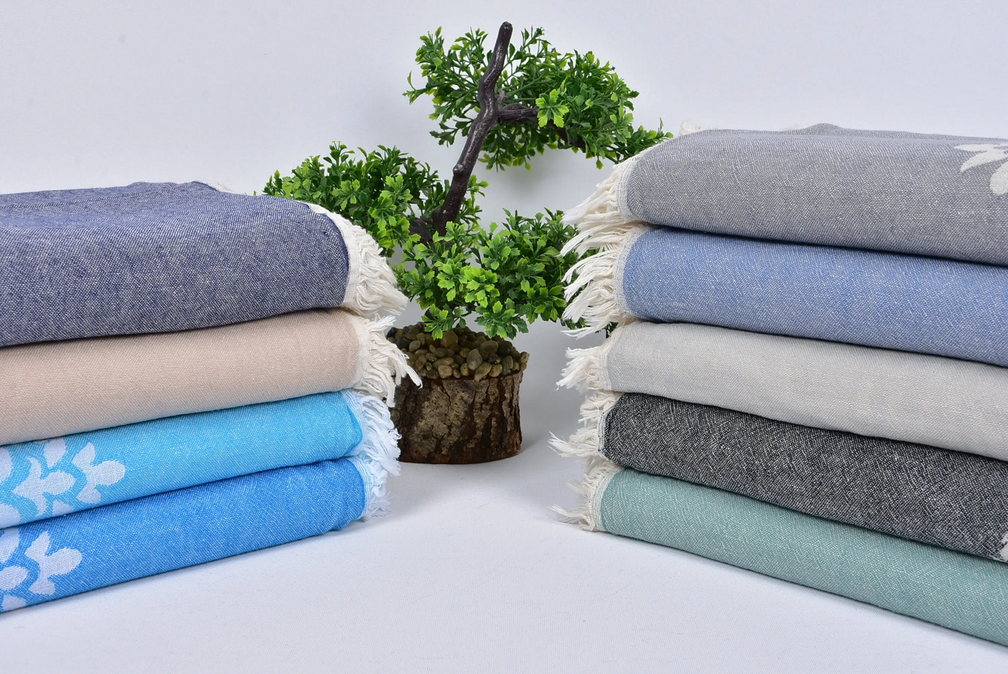 Turkish Blanket Large Towel Beige Cotton, 63x87 Inches