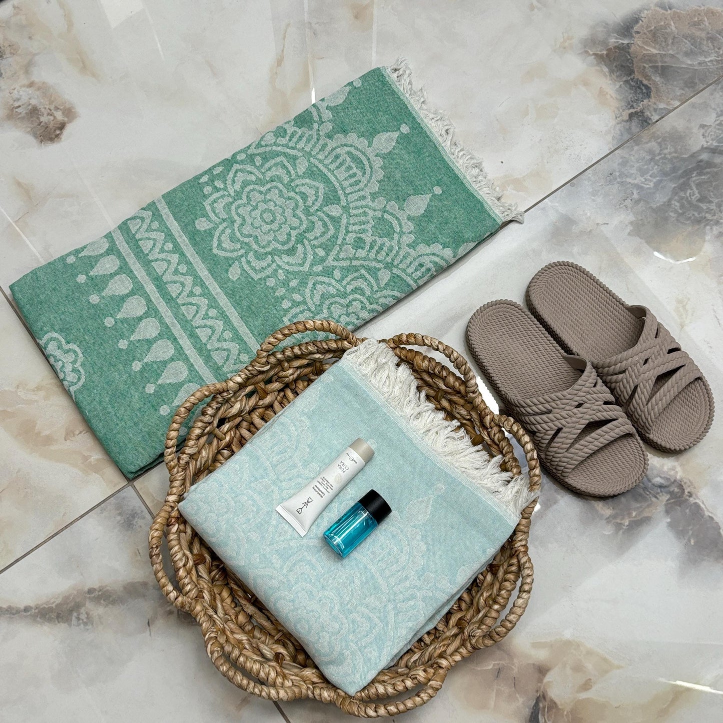 Floral Turkish Towel: 100% Cotton Peshtemal, Custom Embroidery Available