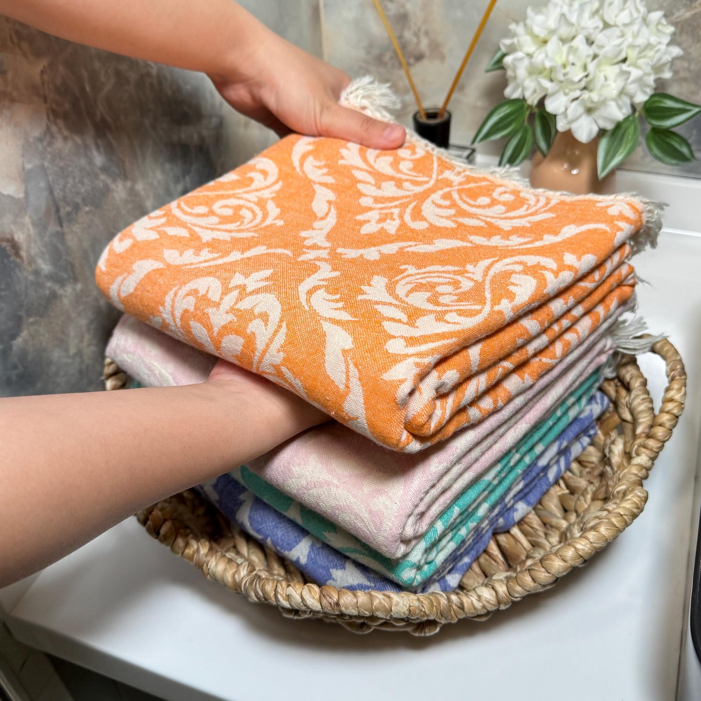 Personalized Turkish Cotton Peshtemal Towel: Custom Embroidered Beach, Bath, Spa