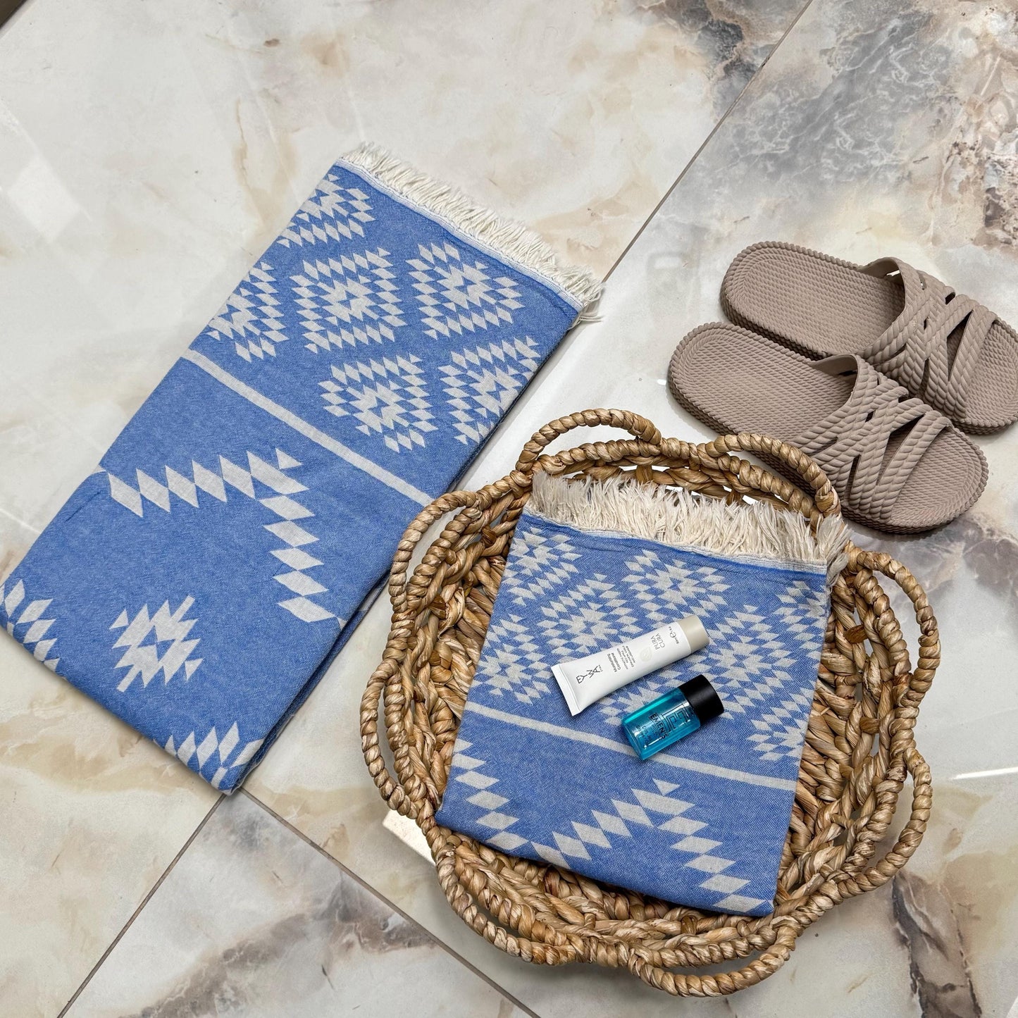 Handwoven Turkish Cotton Towel: Ethnic Pattern, Custom Embroidery