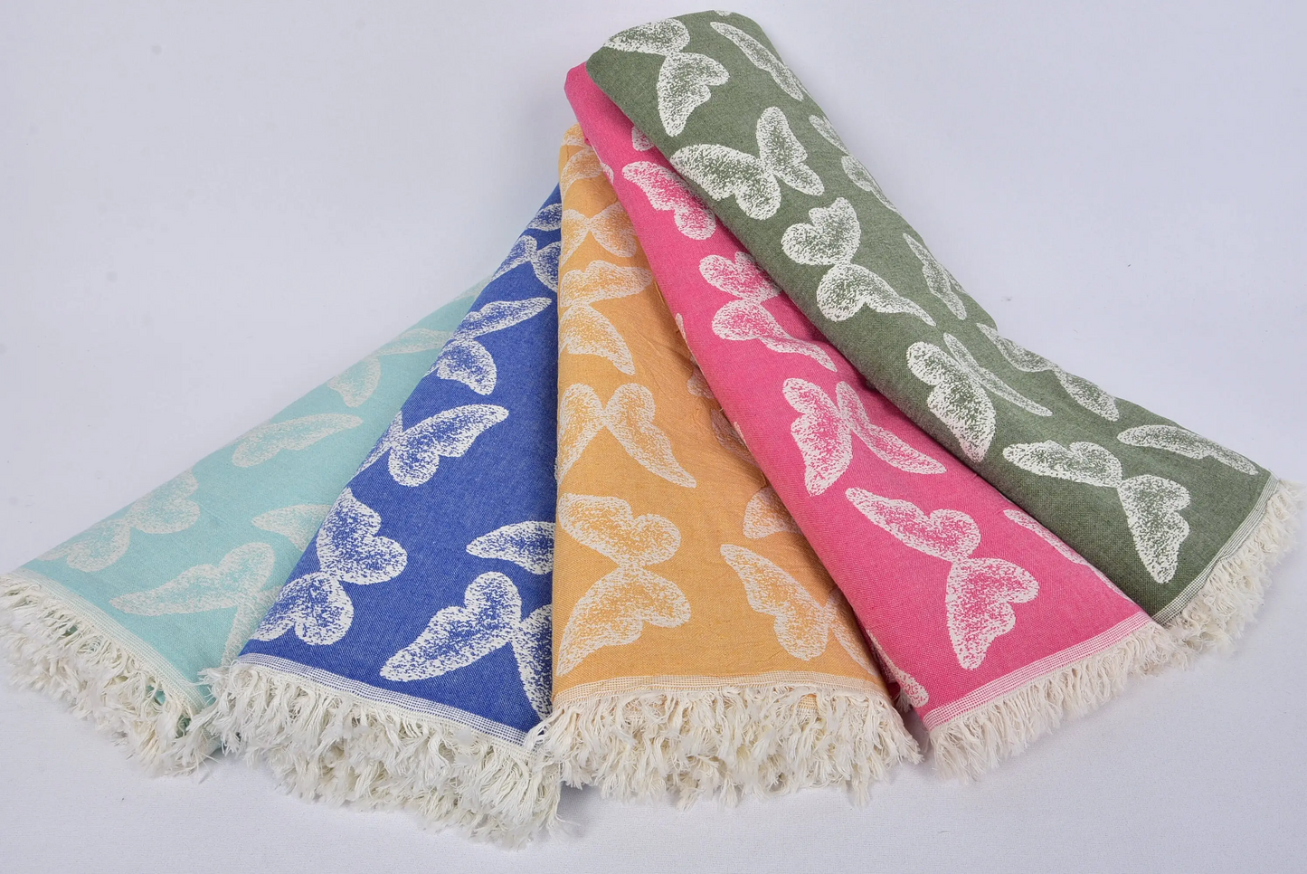 Turkish Blanket Home Decor Throw Butterfly Patterned Animal Print, 79x95 Inches