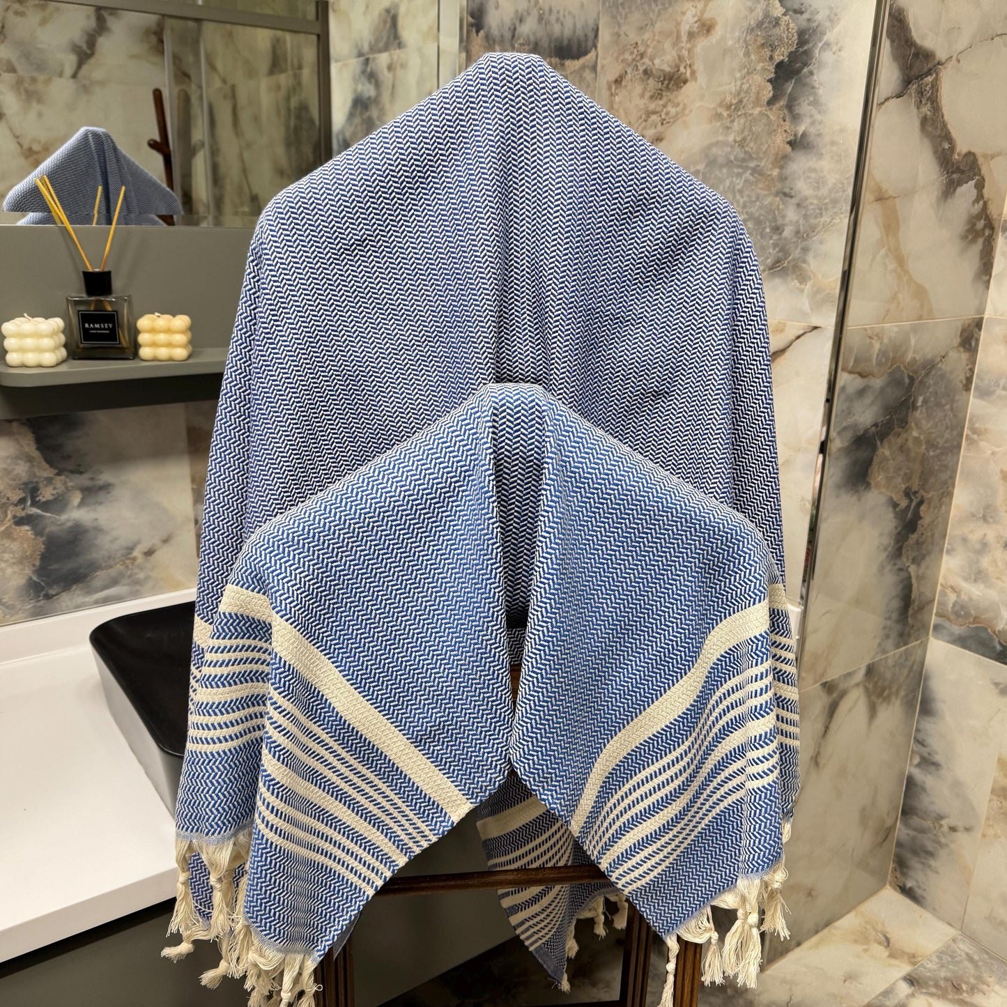 Handwoven Turkish Cotton Peshtemal Towel, Personalized Embroidery