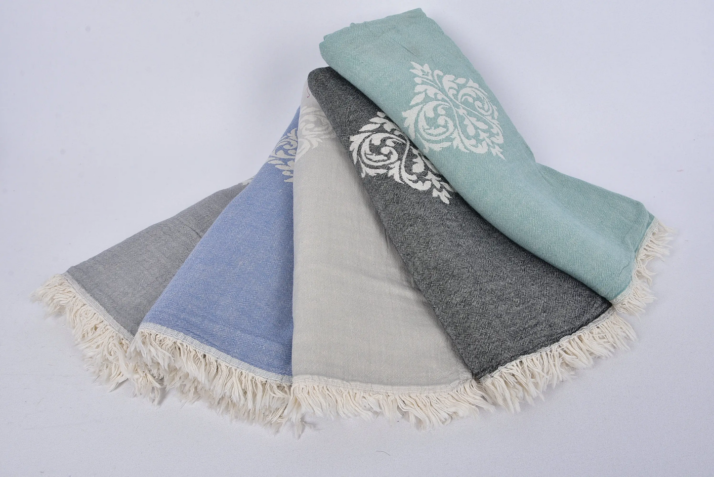 Turkish Blanket Large Towel Beige Cotton, 63x87 Inches