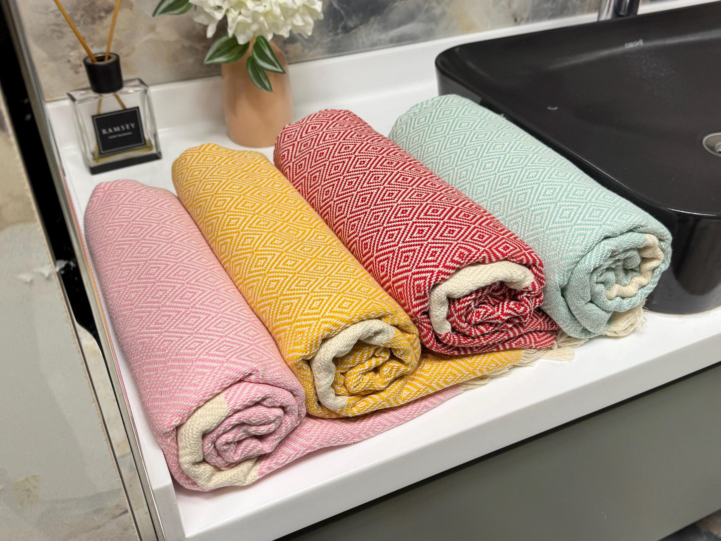 Personalized Turkish Beach Towel: Embroidered Cotton Peshtemal