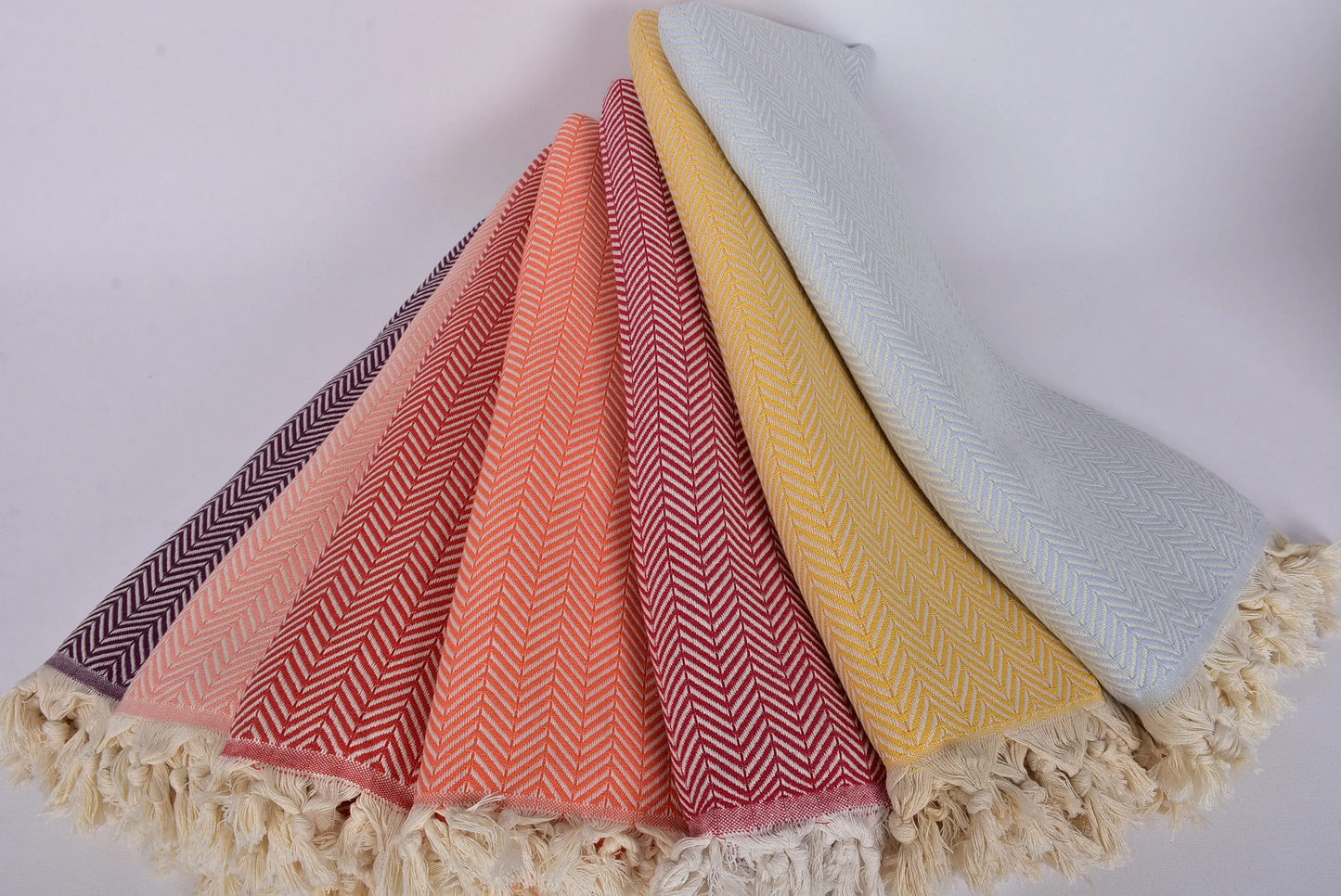 Throw Blanket Turkish Cotton Beige, 75x91 Inches