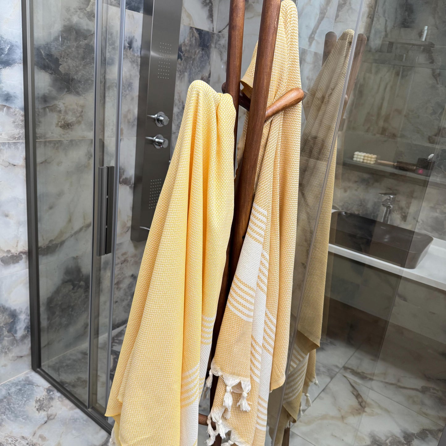 Handwoven Striped Turkish Cotton Towel: Personalized Beach/Bath Peshtemal