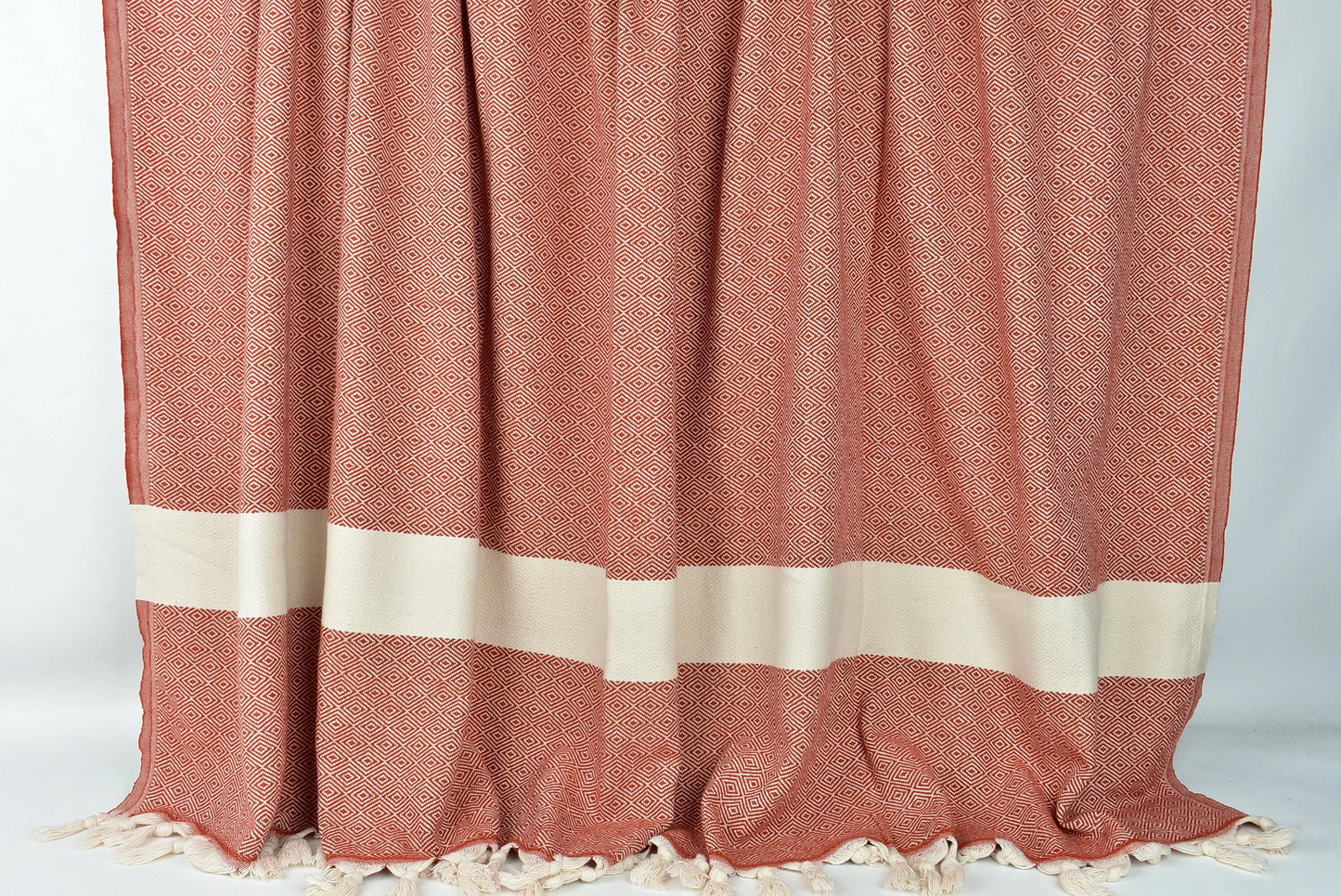 Picnic Blanket Dark Brick Diamond Throw, 79x91 Inches