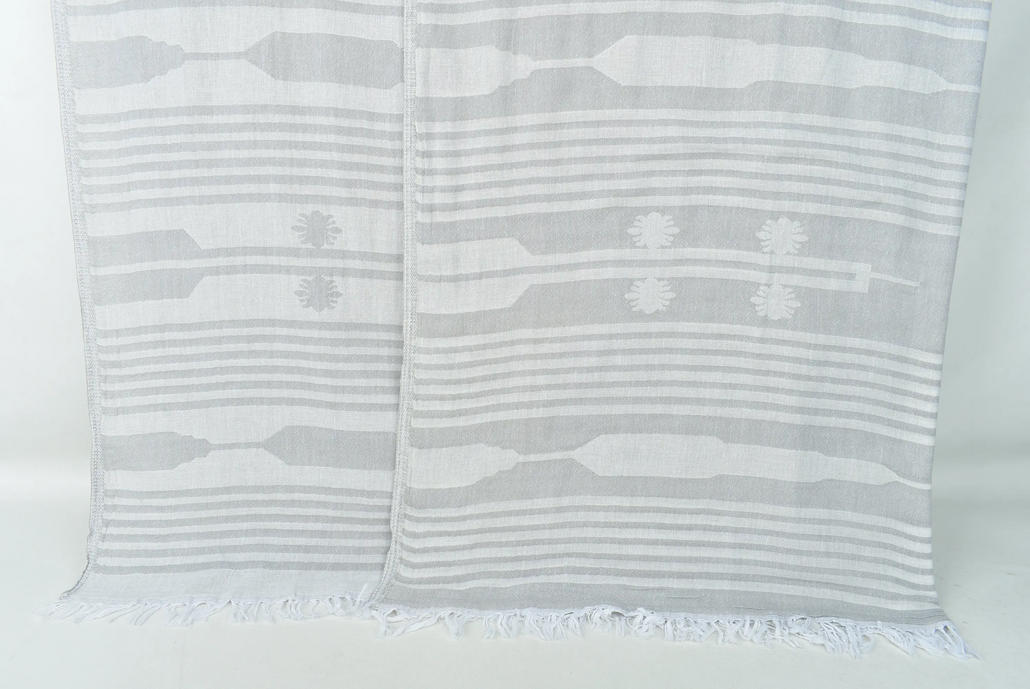Handwoven Gray Patterned Blanket, Turkish Bedspread, 60x83 Inches