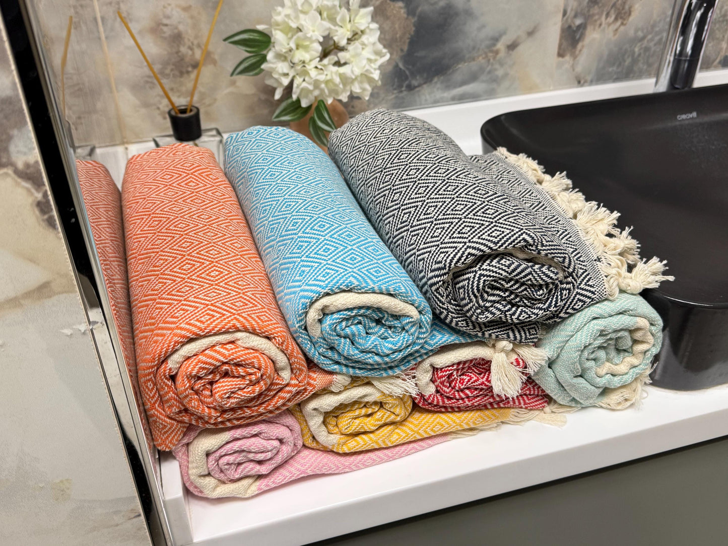 Personalized Turkish Beach Towel: Embroidered Cotton Peshtemal Gift