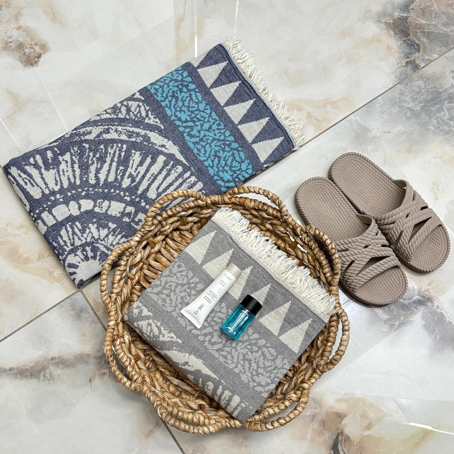 Embroidered Mandala Turkish Towel: Boho Beach Hammam Towel