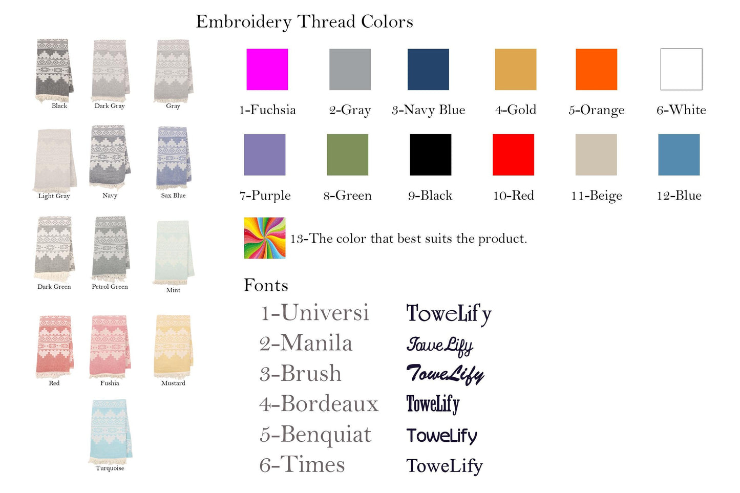 Personalized Turkish Beach Towel, Bridesmaid Bachelorette Gift, Custom Embroidery