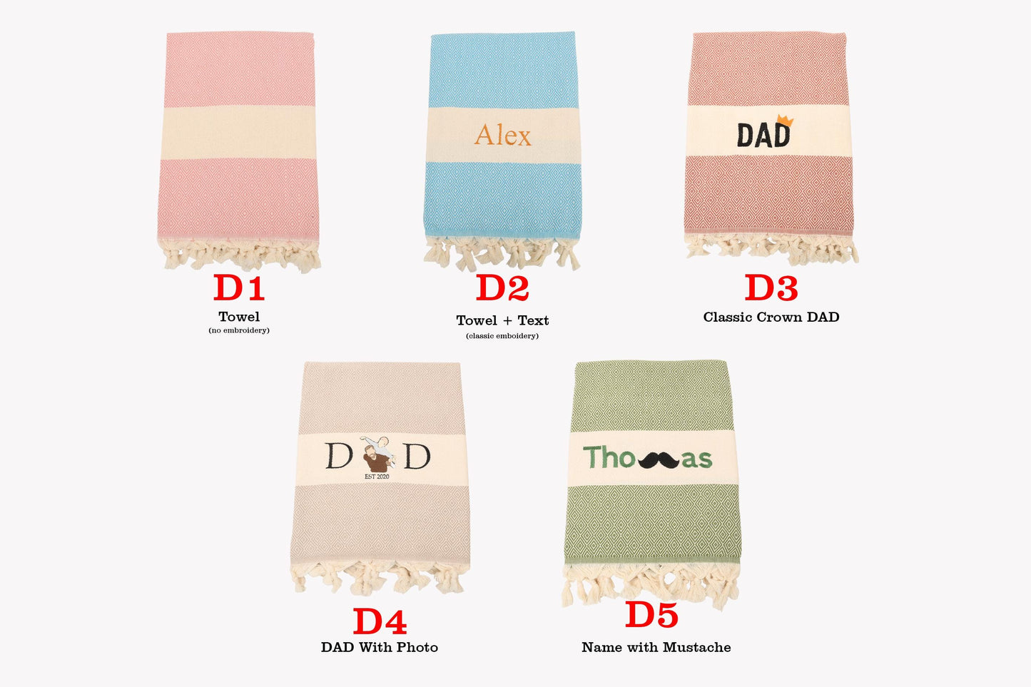 Personalized Dad Gift Set: Turkish Cotton Towel with Custom Embroidery
