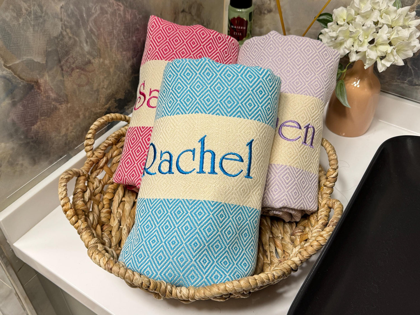 Personalized Turkish Beach Towel, Wedding Bachelorette Party Favor
