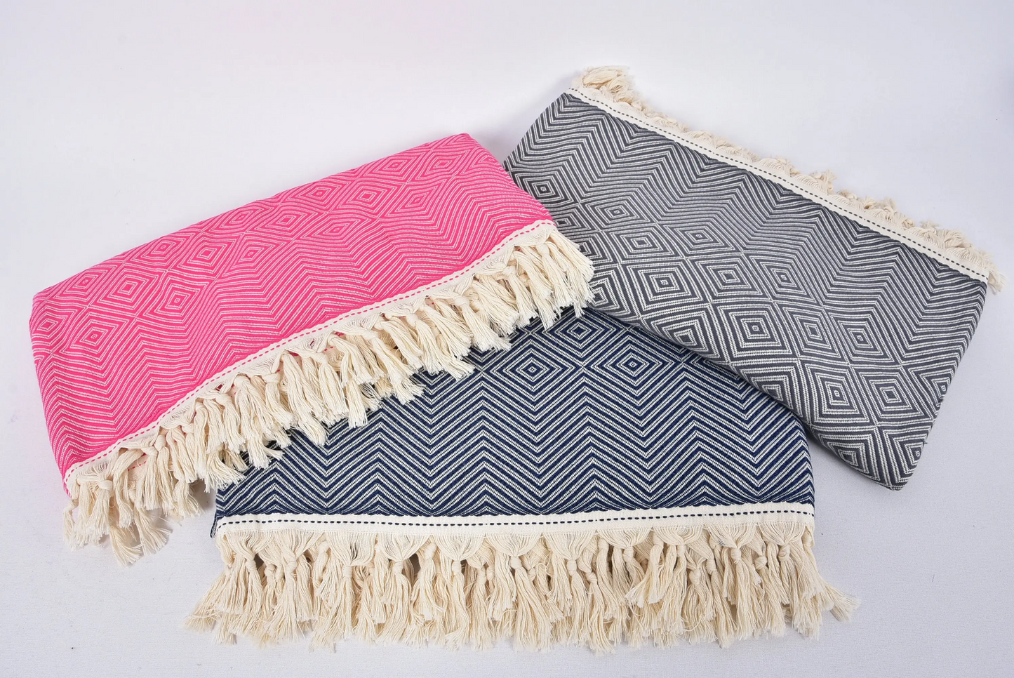 Throw Blanket Turkish Cotton Beige, 79x91 Inches