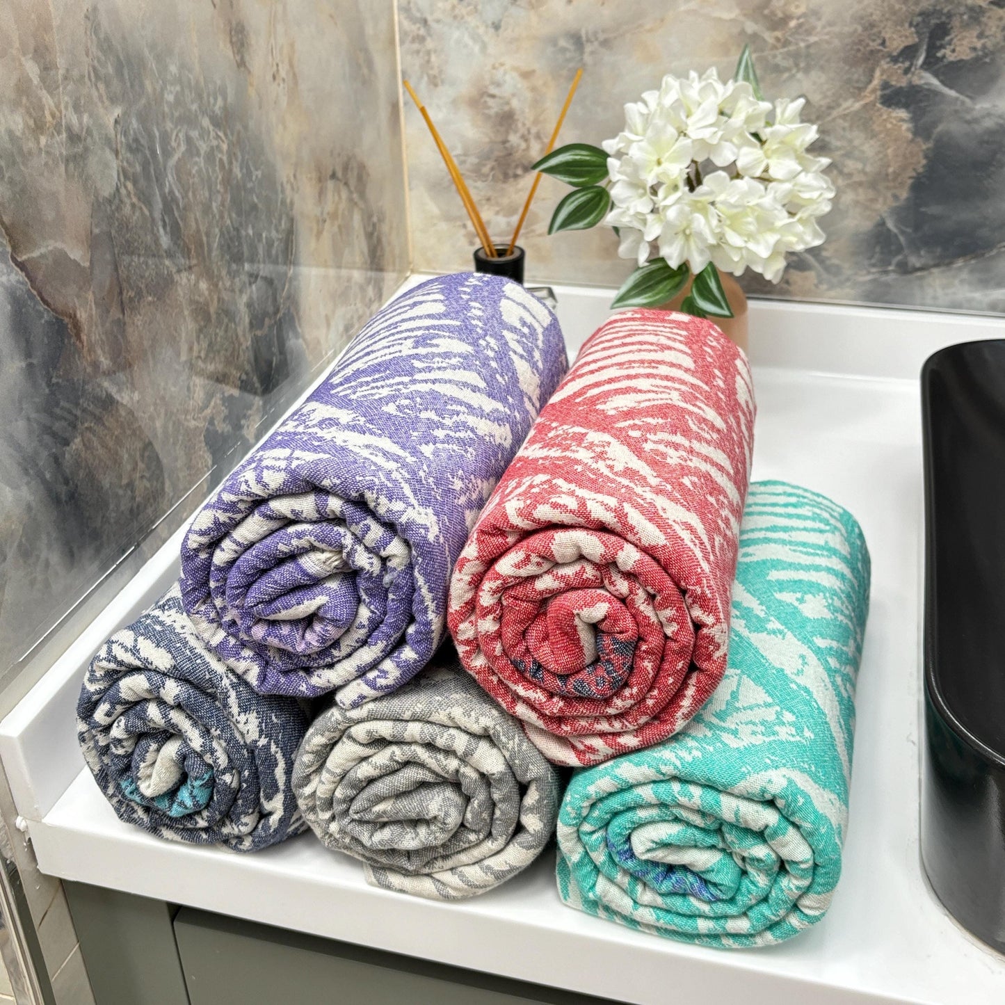 Embroidered Mandala Turkish Towel: Boho Beach Hammam Towel