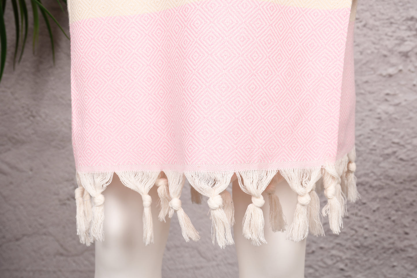 Blush Pink Colorblock Hooded Turkish Towel Robe for Women