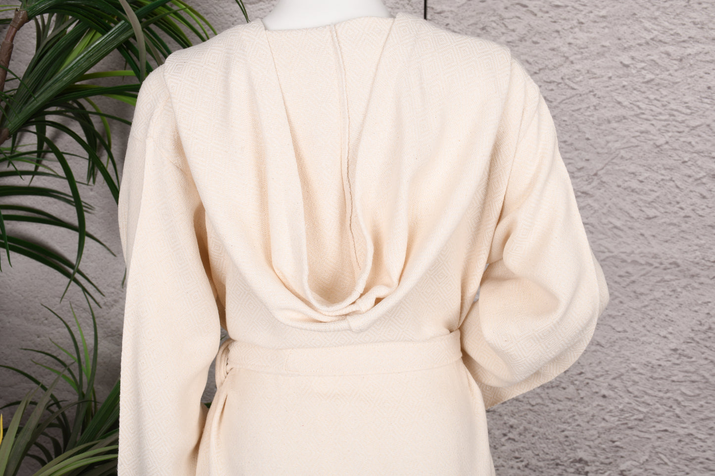 Natural Cream Hooded Turkish Towel Robe for Women