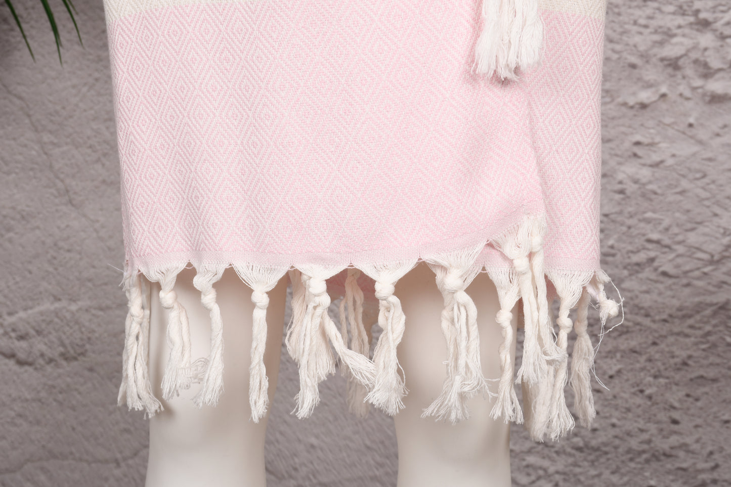 Soft Pink Diamond Hooded Turkish Towel Robe for Women