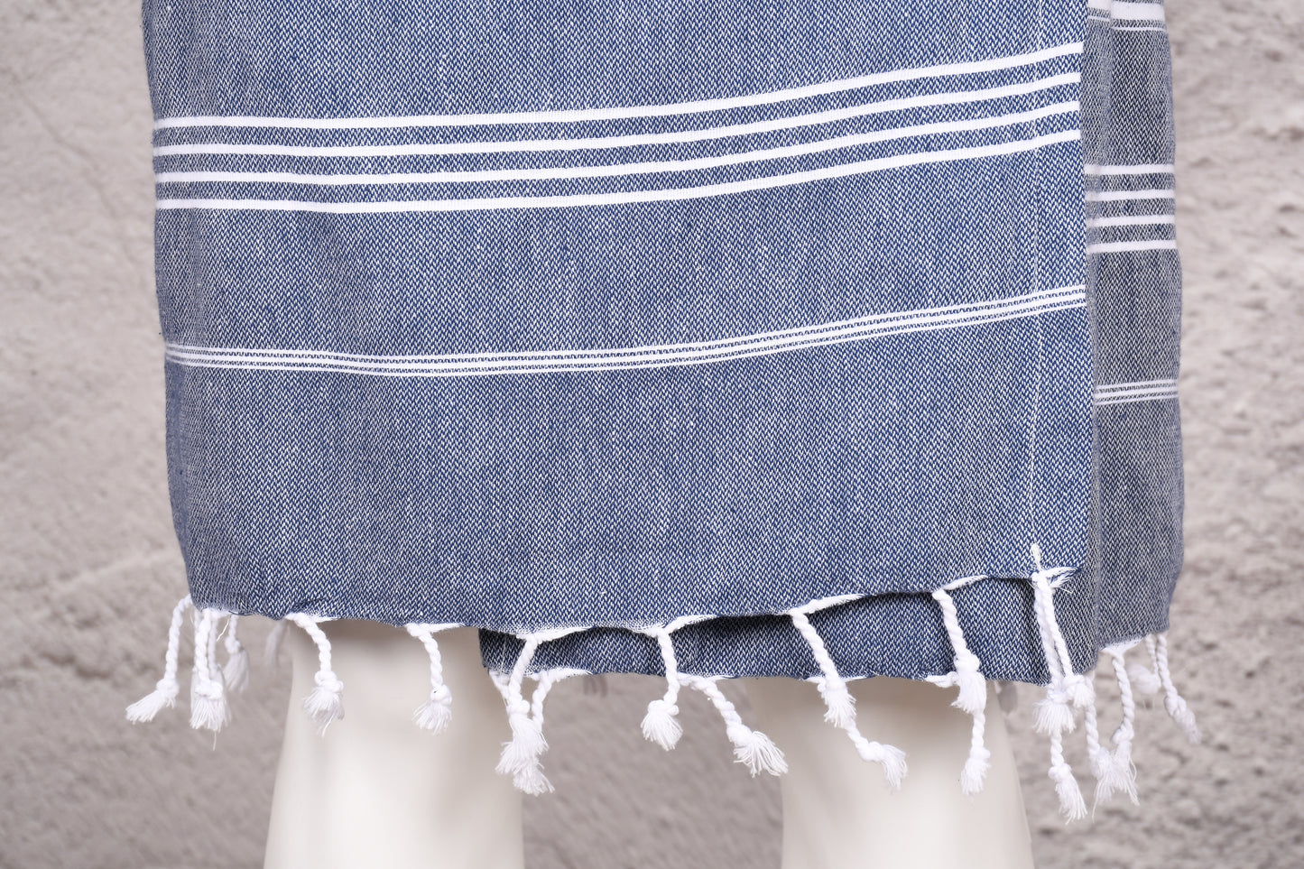 Steel Blue Stripe Hooded Turkish Towel Robe for Men