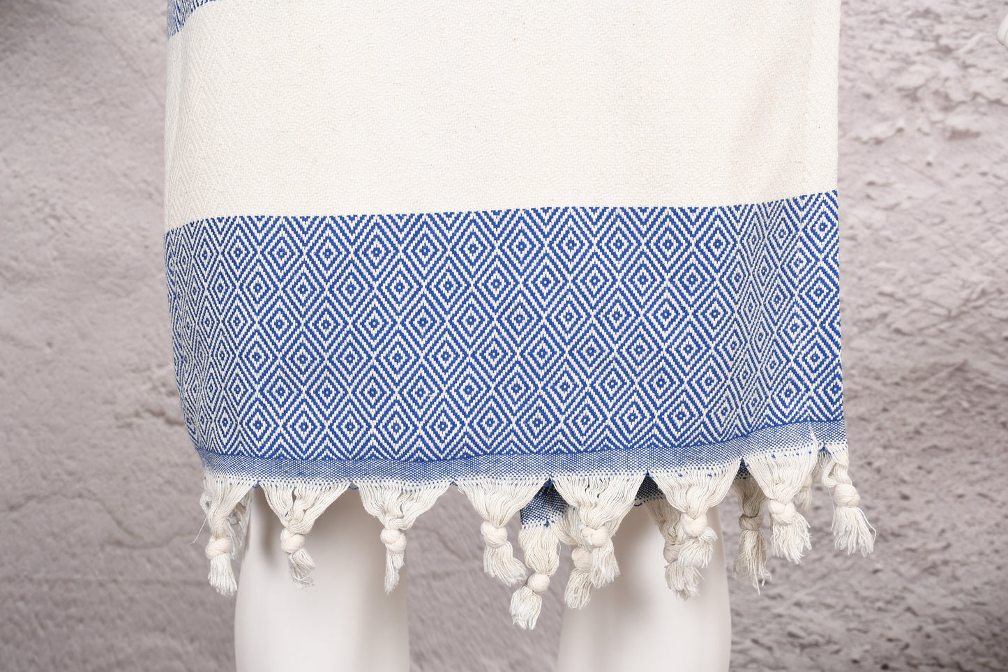 Royal Blue Diamond Hooded Turkish Towel Robe for Men