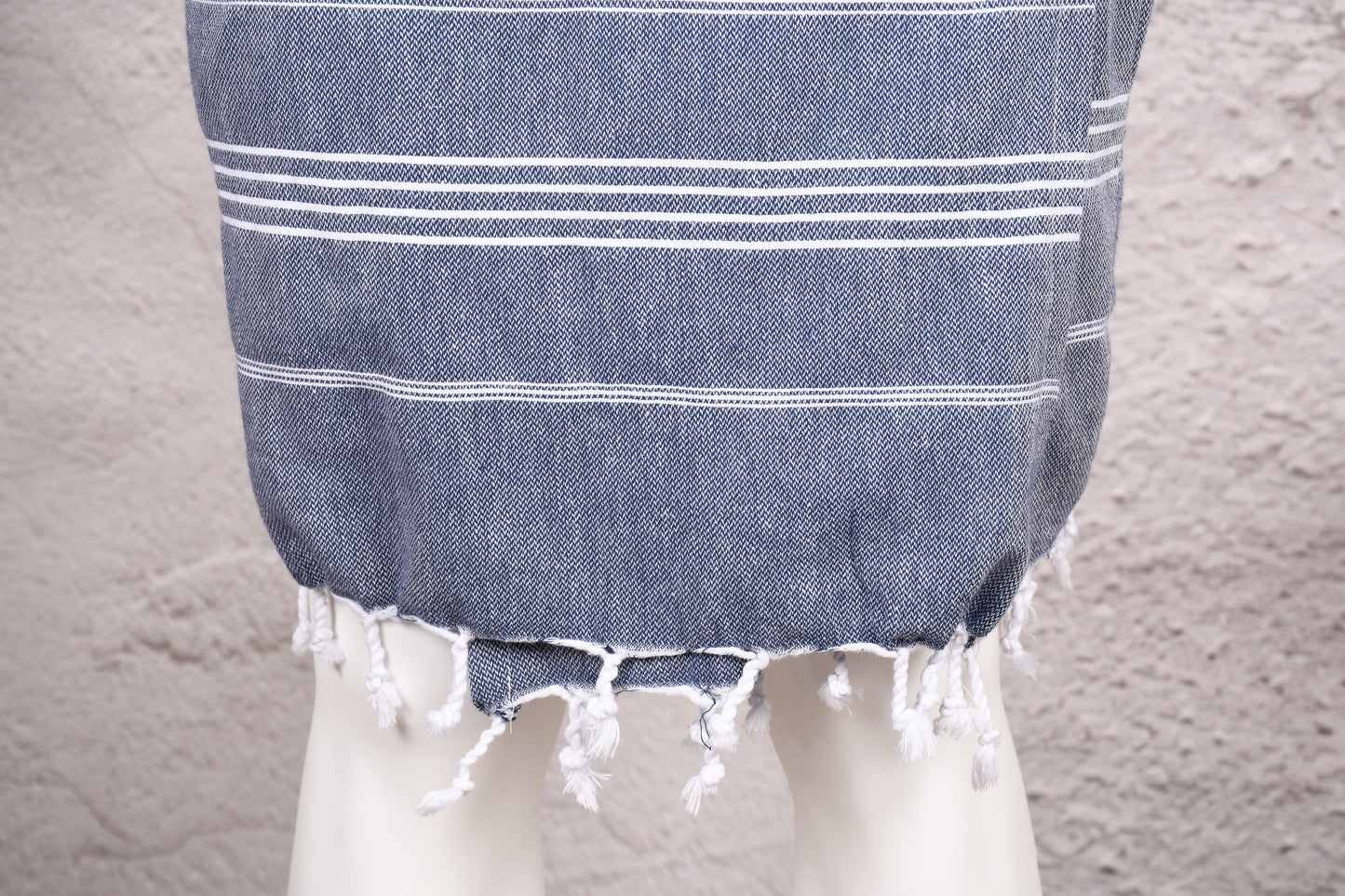 Slate Blue Classic Stripe Hooded Turkish Towel Robe for Men