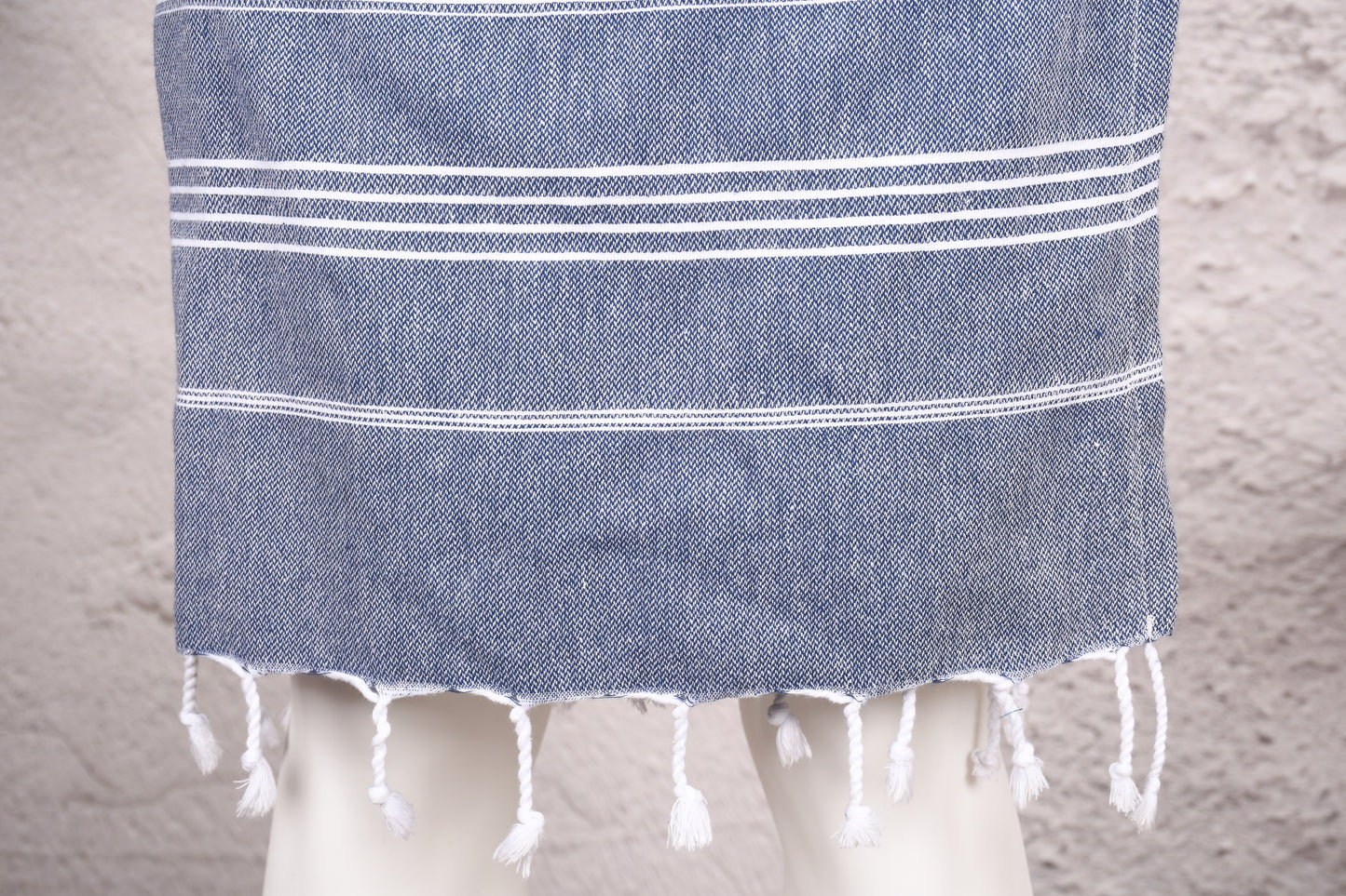 Indigo Stripe Hooded Turkish Towel Robe for Men