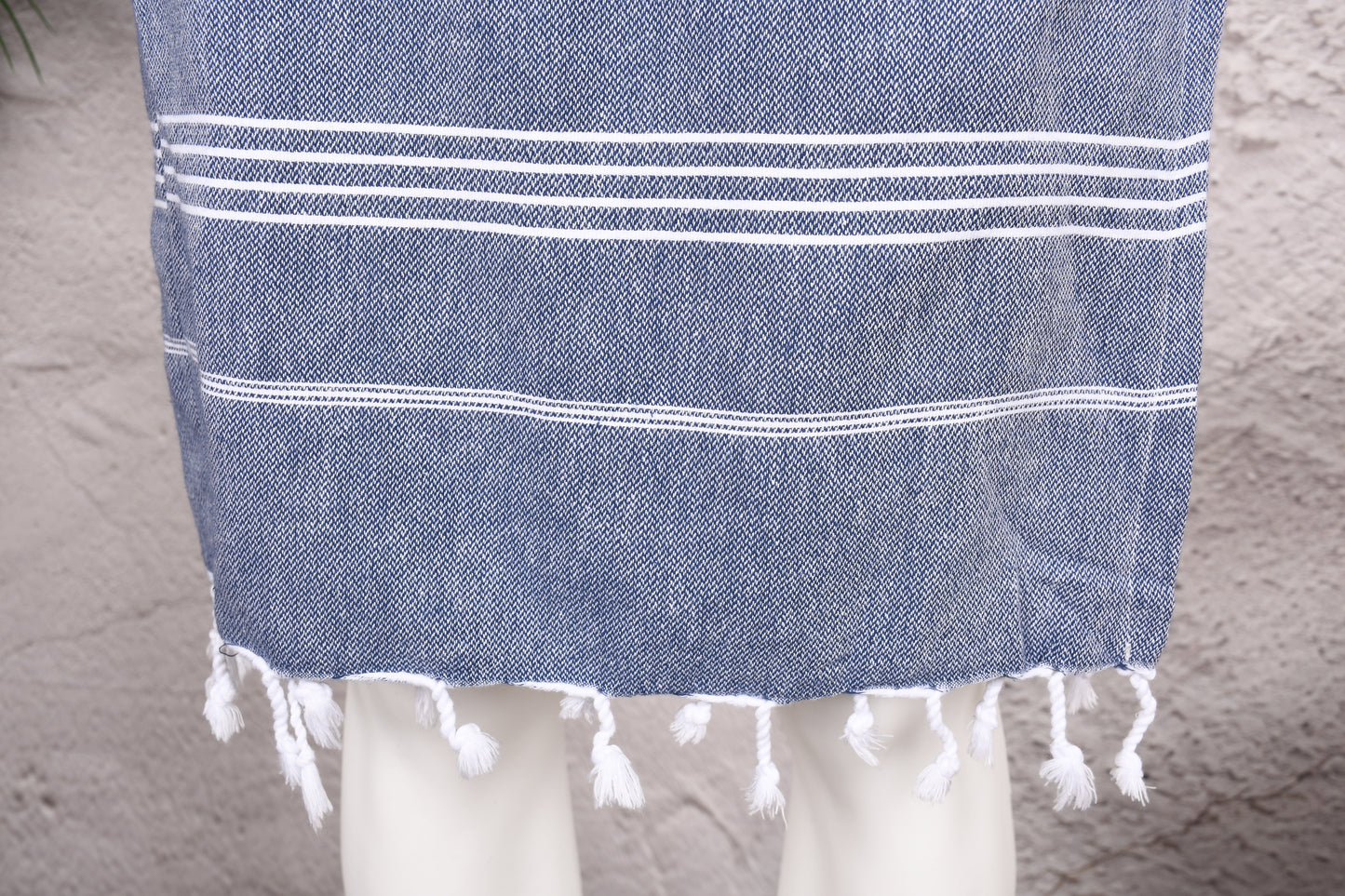 Charcoal Blue Stripe Hooded Turkish Towel Robe for Men