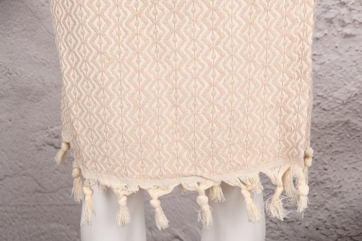 Natural Beige Diamond Hooded Turkish Towel Robe for Men