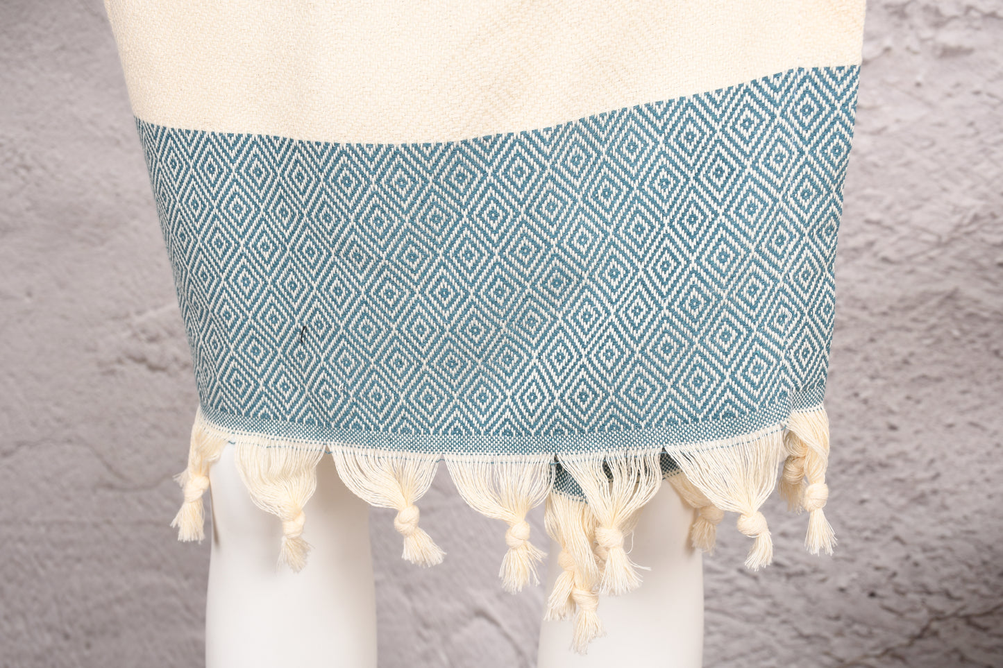 Sage Blue Diamond Hooded Turkish Towel Robe for Women