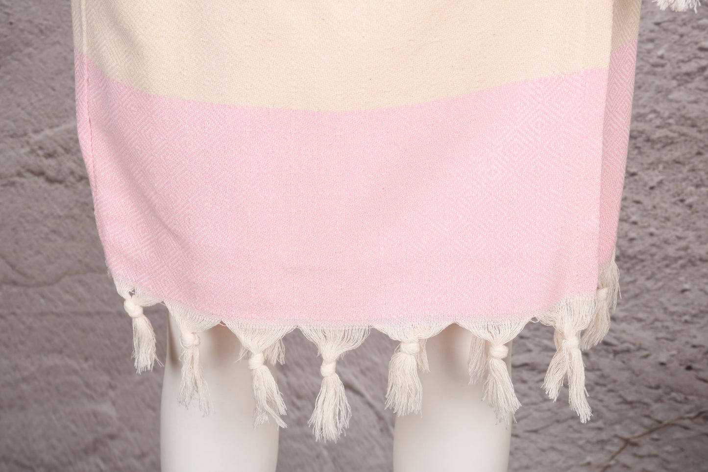 Pink Colorblock Hooded Turkish Towel Robe for Women