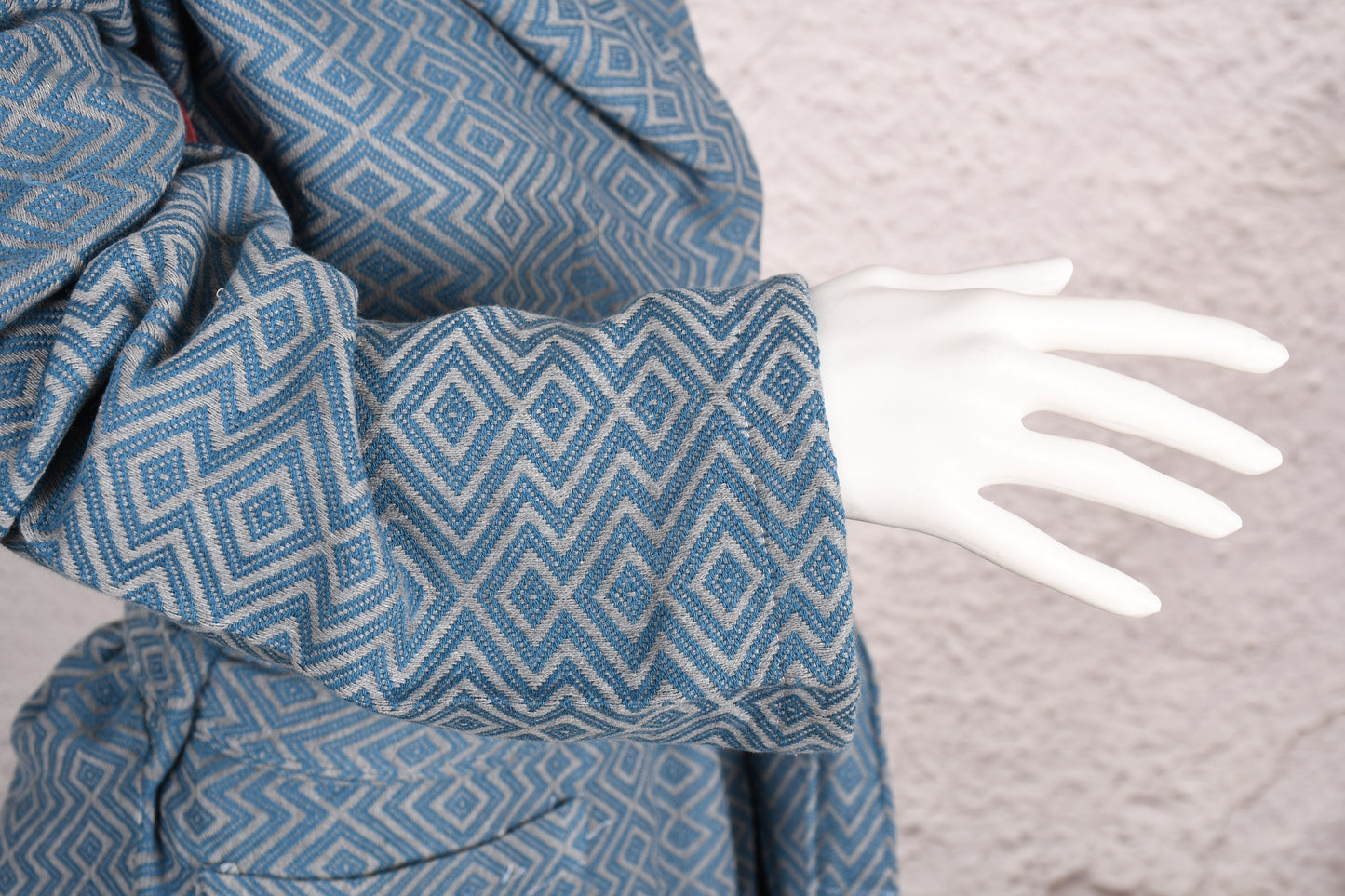 Denim Blue Diamond Hooded Turkish Towel Robe for Women