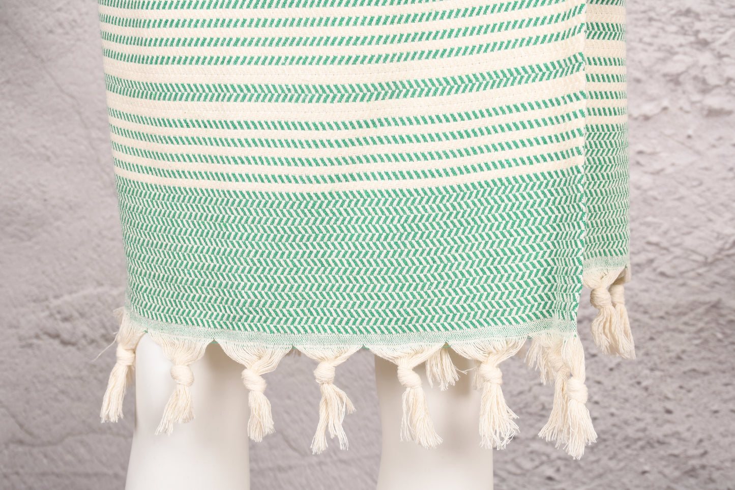 Mint Green Stripe Hooded Turkish Towel Robe for Women