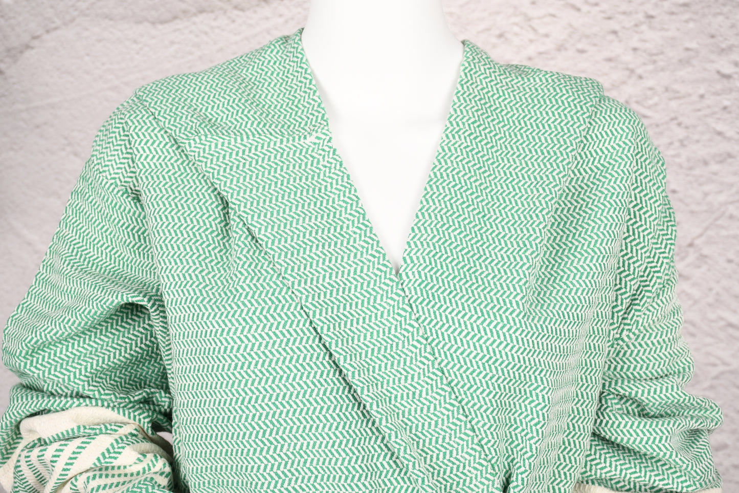 Mint Green Stripe Hooded Turkish Towel Robe for Women