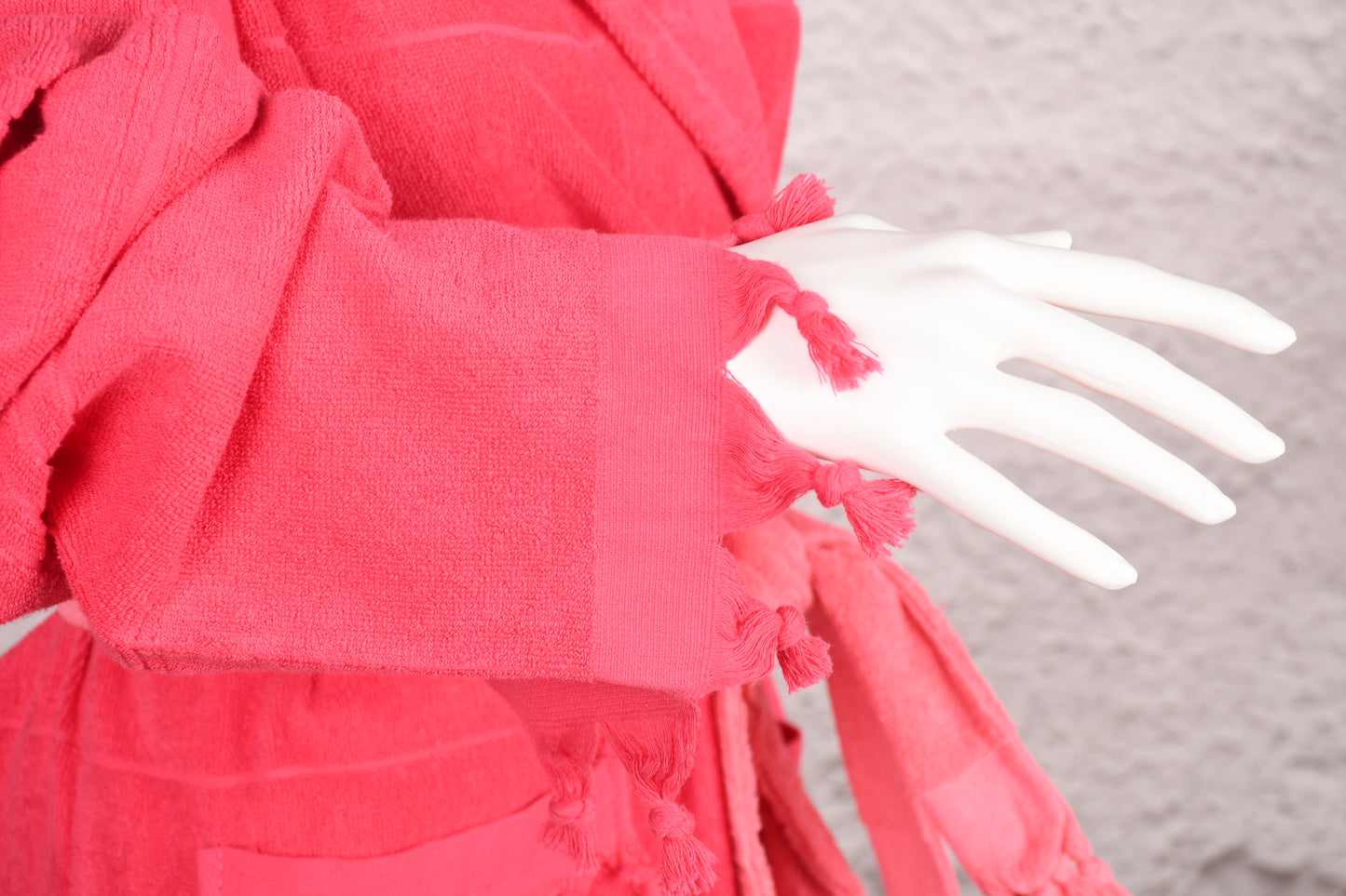 Coral Red Hooded Turkish Towel Robe for Women