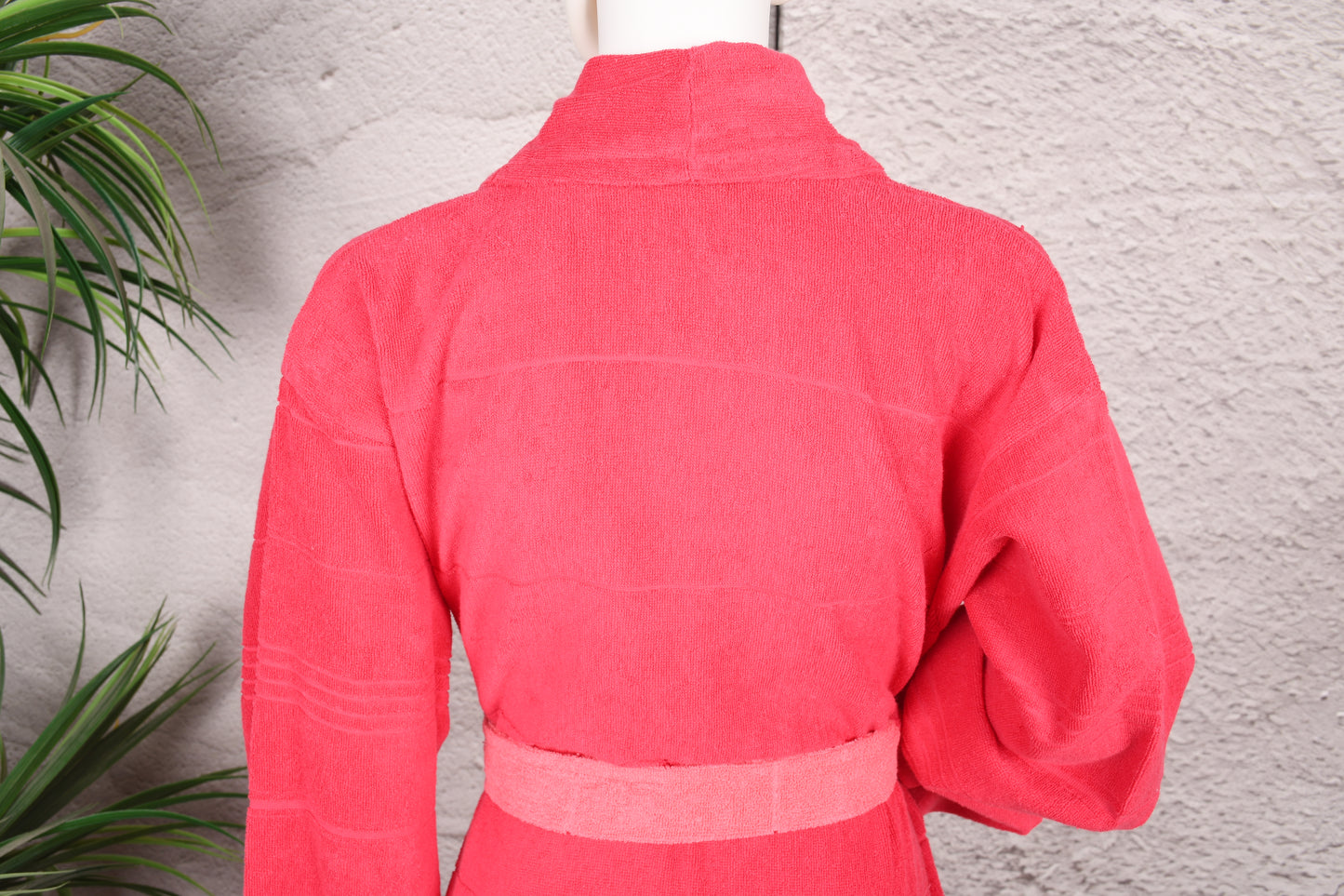 Coral Red Hooded Turkish Towel Robe for Women
