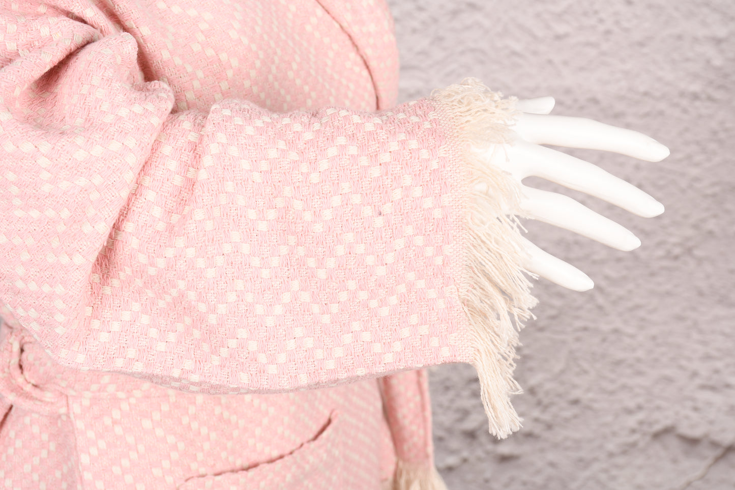 Blush Pink Textured Hooded Turkish Towel Robe for Women