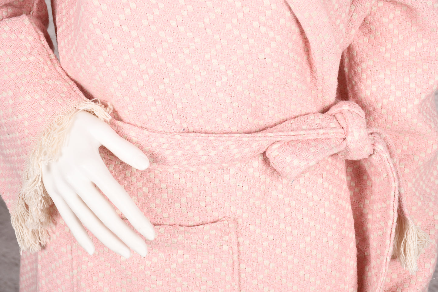 Blush Pink Textured Hooded Turkish Towel Robe for Women