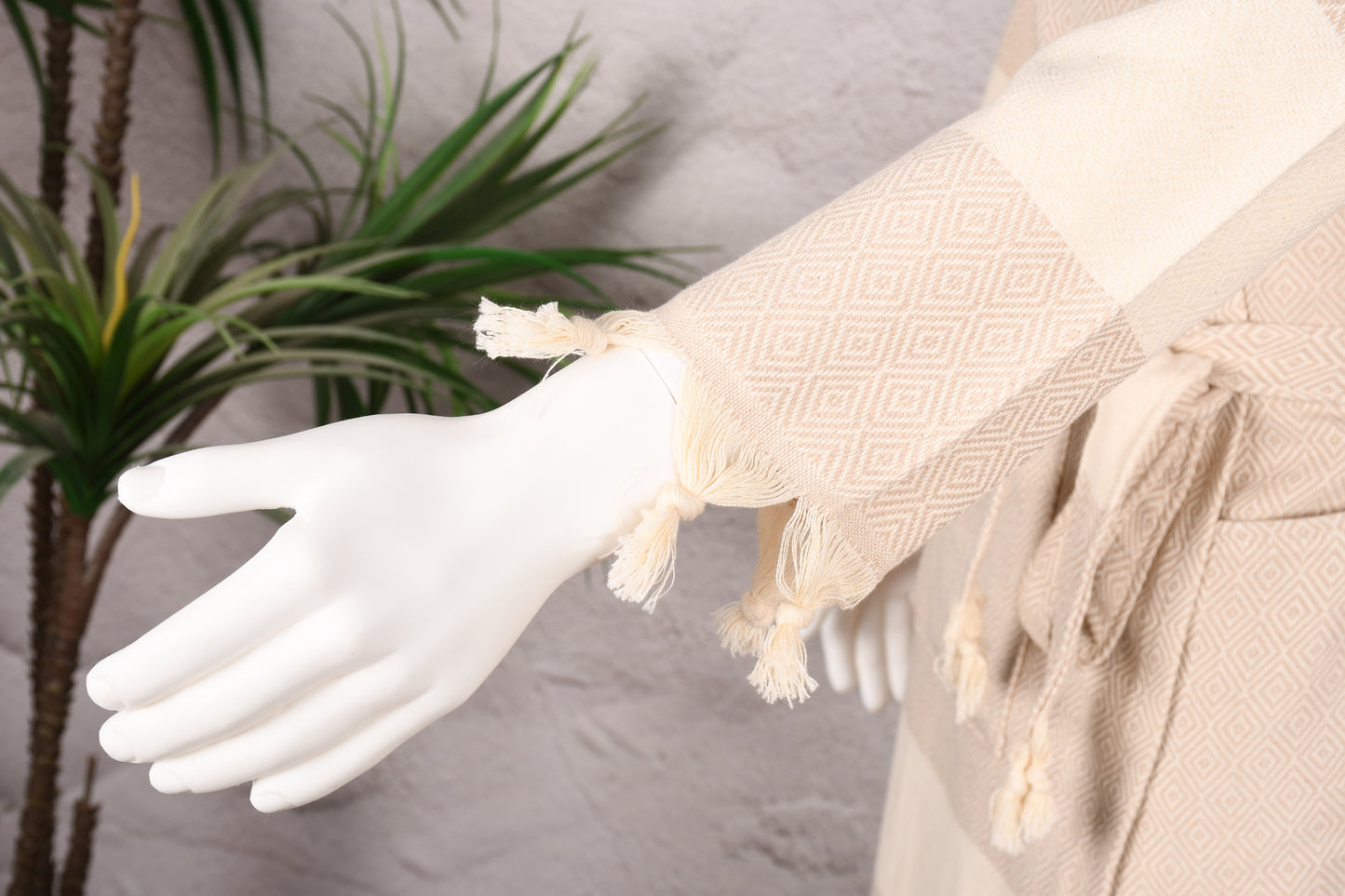 Natural Cream Hooded Turkish Towel Robe for Men