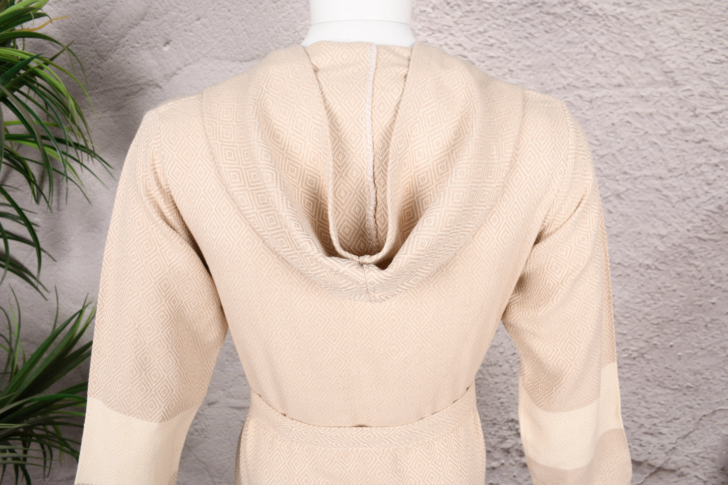 Natural Cream Hooded Turkish Towel Robe for Men