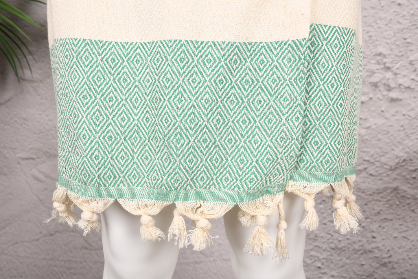 Mint Green Diamond Hooded Turkish Towel Robe for Men